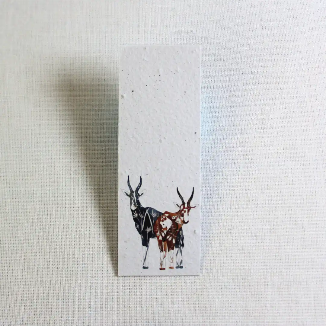 bookmark bontebok with red grass and bontebok heath