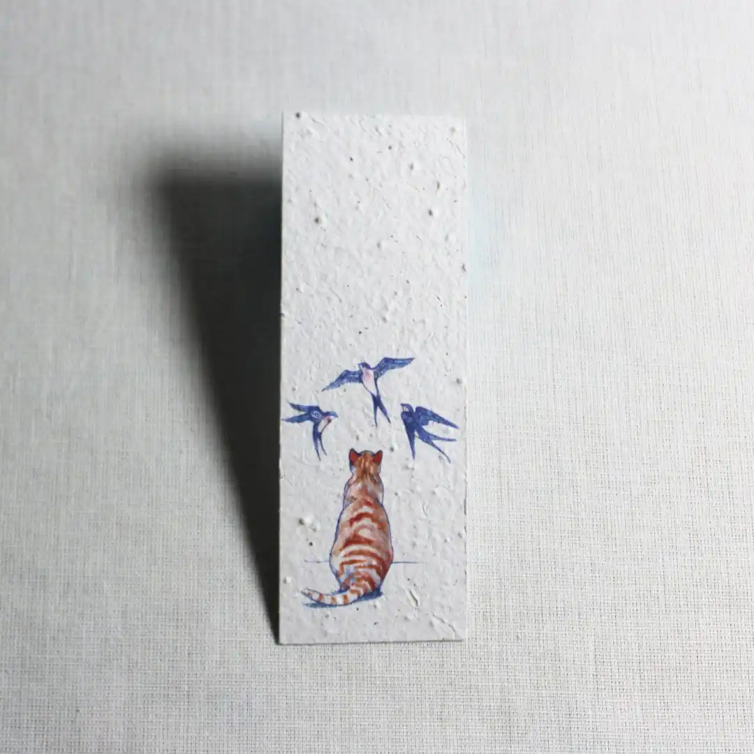 bookmark cat watching birds