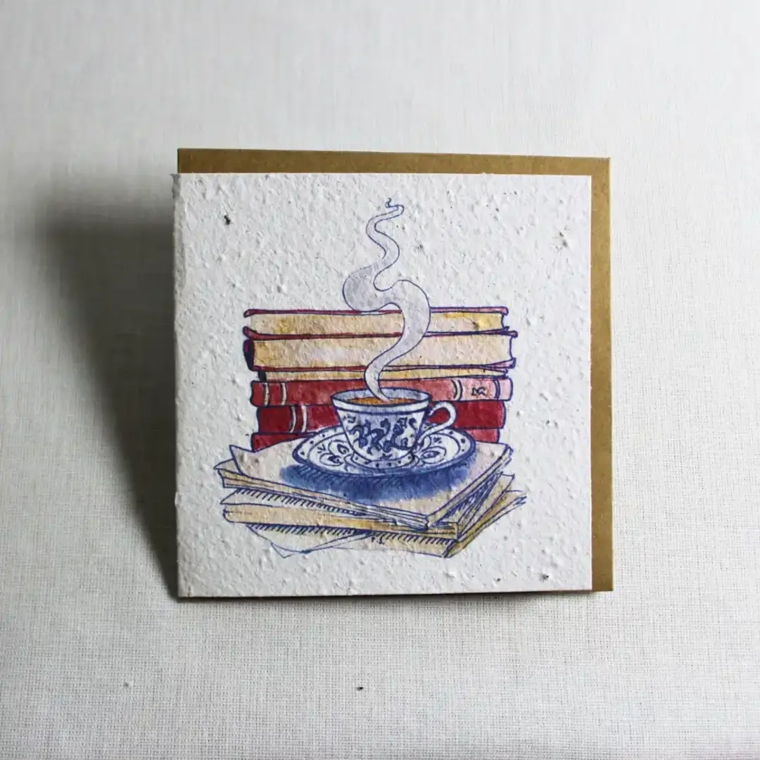 greeting card coffee and books