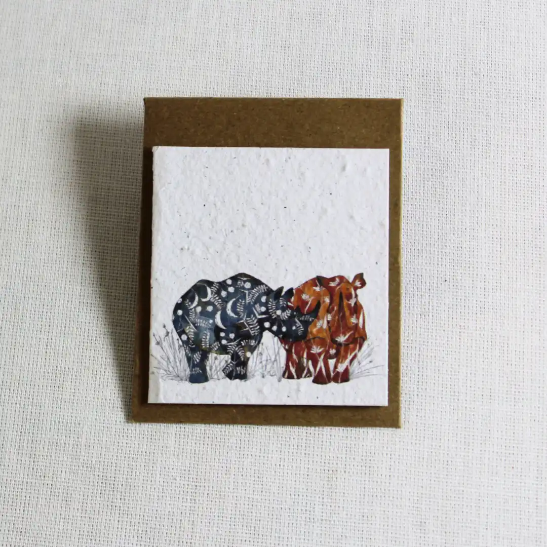 mini card rhino, acacia karoo, sweet thorn, and red grass